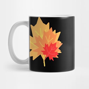 Colorful three-leaf design in shades of red and orange Mug